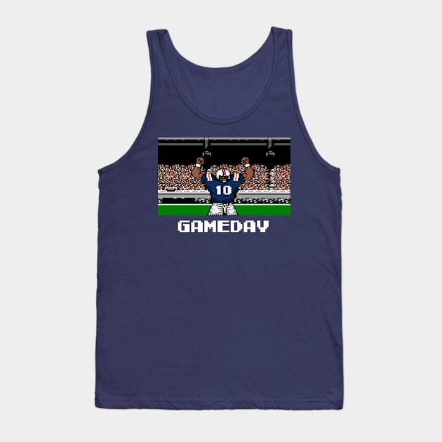 Blue and Orange Gameday Retro 8 Bit Linebacker Tank Top by SLAG_Creative